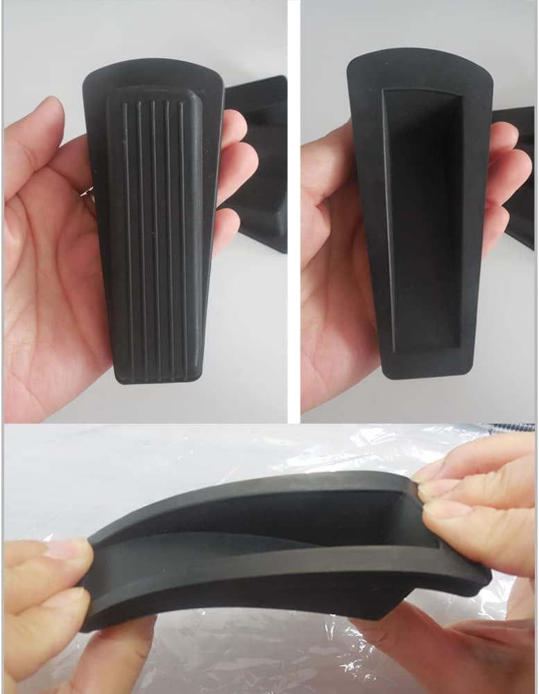 Door Stop, Door Stopper, Doorstopper, 3 Pack Rubber Door Stopper, Sturdy Non Slip, Stackable for Use, Works on All Floor Type, Equipped with Self-Adhesive Storage Bracket for Easy Storing (Black)
