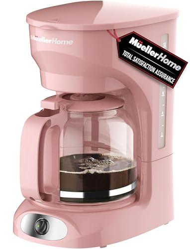 MÜELLERHOME 12-Cup Pink Coffee Maker - Borosilicate Carafe, Auto-Off, Pink Accessories, Reusable Filter, Anti-Drip, Kitchen Appliances, Keep-Warm Function, Kitchen Décor