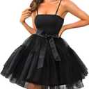 Kaei&Shi Poofy Short Tulle Dress,Spaghetti Strap Semi Formal Dresses for Women,Elegant Birthday Outfit Homecoming Cocktail, M