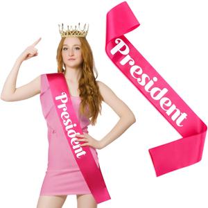 6 x President Satin Sash - Halloween Hot Pink for Women Adult - Beauty Pageant Birthday Decorations