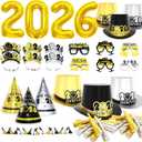 New Years Eve Party Supplies 2026 for 24 Guests, Happy New Years Decorations Party Favors Includes Top Hats, Tiaras, Glasses Accessories for Adults Kids Nye Decorations 2026