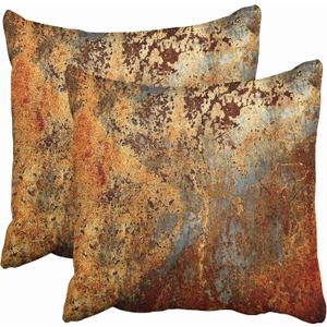 Emvency Set of 2 Throw Pillow Covers Brown Rust Colorful Metal Rusty Steel Iron Structure Wall Door Modern Abstract Decorative Square 20x20 Inches Pillowcases Home Decor Cases Cover