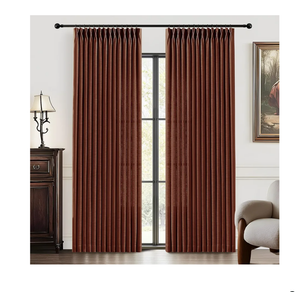 Chestnut Brown Pinch Pleated Linen Curtains 84 Inches Long for Living Room, Light Filtering Pleat Drapes Textured Thick Memory Trained Semi-Sheer Curtain with Hooks for Bedroom Dining Room, 2 Panels