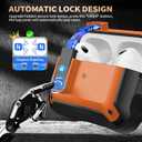 Olytop for Airpods Pro 3 Case with Magnetic Automatic Lock, Rugged Apple Airpods Pro 3rd Generation Cover 2025, Armor Shockproof iPod Pro3 Gen Protective Shell with Carabiner&Cleaner kit, Black/Orange