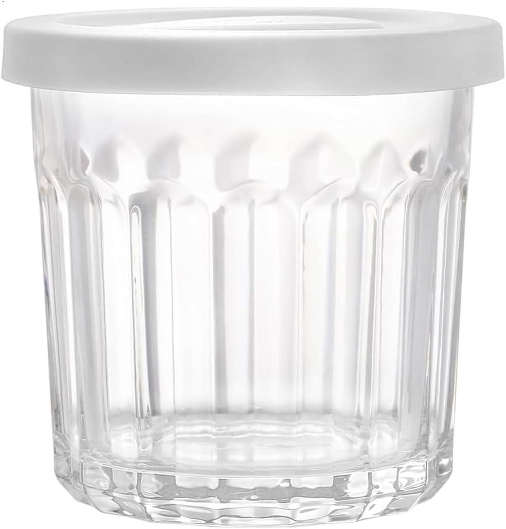 Glass Cups with Lids, 14oz Drinking Glasses, Glassware Set of 4, Glass Tumblers, Food Storage Jars
