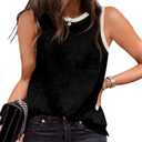 EVALESS Tank Tops for Women 2025 Trendy Crewneck Sleeveless Spring Summer Tops Color Block Loose Fit Shirts Basic Tee Business Casual Outfits Black White XLarge