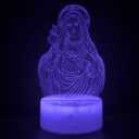 JOCHUI 3D Our Lady Night Light, Virgin Mary Illusion Table Lamp with 16 Colors Remote Control Touch Lamp LED USB Night Light Desk Lamps Room Decorations Home Decor Christian Light