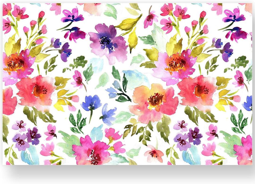 50 Sheets Floral Paper Placemat Watercolor Flower Disposable Place Mat Spring Colorful Floral Decorative Paper Table Mat for Wedding Bridal Shower Dinner Table, 11 x 17 Inch