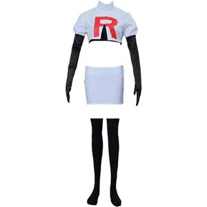 Jessie and James Cosplay Costume Halloween Team Rocket Full Set Suit Outfit for Men Women (Large)