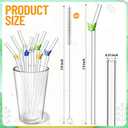12Pcs Reusable Glass Straws, Cute Straws with Colorful Butterfly Flower, Clear Glass with 4 Cleaning Brushes for Smoothies, Milkshakes, Juices, Teas