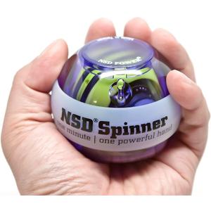 Auto-Start NSD Rainbow Lit Spinner Gyro Ball  Up to 15,000 RPM Premium hand strengthener and wrist exerciser for grip strength training, forearm workout, and pain relief; durable and portable