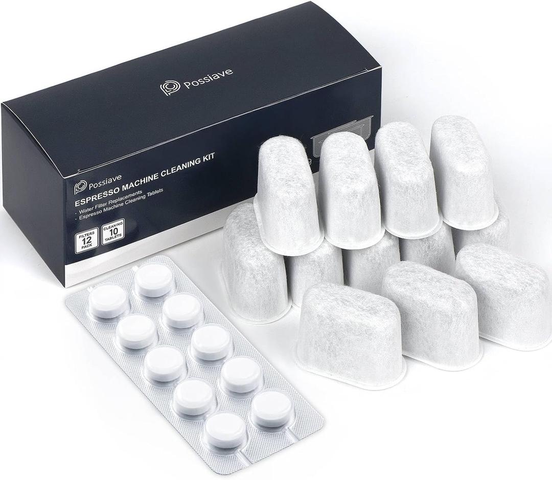 12-Pack Charcoal Water Filters and 10-pack Cleaning Tablets for Breville Espresso Machines, Breville Cleaning kit - Espresso Accessories