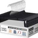 Hanger Central 25 Pack Heavy Duty Plastic Bottoms Hangers with Ridged Pinch Clips Pants Hangers, 12 Inch, Black