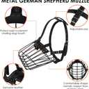 German Shepherd Dog Muzzle Metal Basket for Medium Large Dogs Adjustable Durable Leather Straps Secure Wire Mask for Biting Chewing Barking (M - Size)