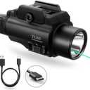 2500 High Lumens Pistol Laser Light Combo, Tactical LED Flashlight, Adjustable Picatinny Rail Mount Airsoft Handgun Green Laser Weapon Lights, Type-C Rechargeable SIG Gun Flashlights
