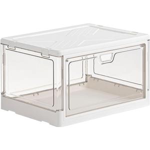 Suction Magnet Storage Container Car Trunk Organizer Stackable Transparent Storage Bin with Lid Foldable Organizer Box for Home Outdoor Car Trunk White