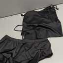 Ekouaer Silk Pajamas Set for Women Satin Backless Lingerie Pjs Cami Top and Shorts Nightwear (Large, Noble Black)