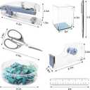 DRQ Blue Desk Organizers and Accessories Office Supplies, 10Pcs Set for Office with Stapler, Tape Dispenser, Pens, Pen Holder, Phone Holder, Tape, Ruler, 1 Box Staple, Scissors and 1 Box of Clip