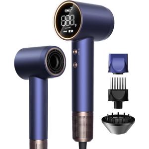 High-Speed Hair Dryer Pro | Trusted by Pro Stylists, Heat Damage Protection & 600 Million Ions Blow Dryer for Hair Care Beyond Salon, Fast Drying & Low Noise, Hairdryer with Diffuser, Nozzle, Comb (Navy Blue)