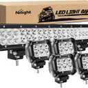 Nilight - ZH003 20Inch 126W Spot Flood Combo Led Light Bar 4PCS 4Inch 18W Spot LED Pods Fog Lights for Jeep Wrangler Boat Truck Tractor Trailer Off-Road