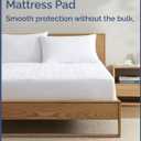 Quilted Fitted Mattress Pad Protector Queen Size - Elastic Fitted Mattress Topper & Cover - Breathable, Soft, Low Profile Top Cover with 8-16 Inch Deep Pockets - Easy-Fit & Machine Washable - White
