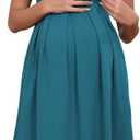 Ecavus Women's Nursing Dress Short Sleeve Hidden Zipper Maternity Breastfeeding Dress with Pockets (Blue, Small)