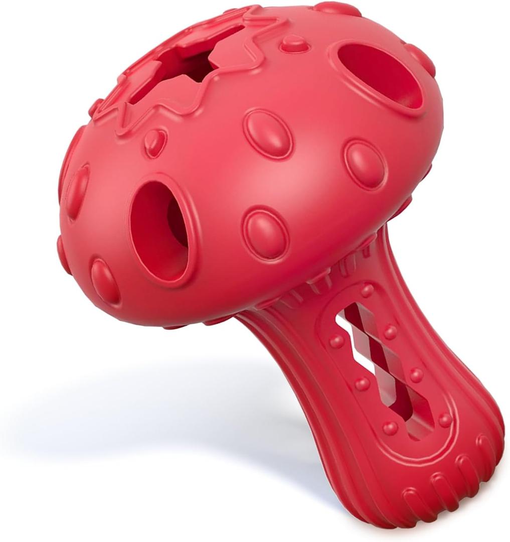 Dog Chew Toys for Aggressive Chewers, Rubber Treat Dispensing Stimulation Toy to Keep Them Busy, Durable Interactive Enrichment Puzzle Toy for Medium Large Breed Dogs (Red)