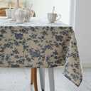 Pastoral Rectangle Tablecloth - 60 x 120 Inch - Beige Table Cloth - Washable Table Cover with Dust-Proof Wrinkle Resistant for Restaurant, Picnic, Indoor and Outdoor Dining, Floral (Dark Blue)