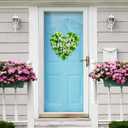 St. Patrick's Day Decorations Wooden Shamrock Door Wreath for Front Door Welcome Sign, Farmhouse St. Patrick's Decor Hanging Sign Outdoor Indoor Shamrock Clover Spring Wall Home Decor