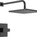 Delta Faucet Modern 14 Series Matte Black Shower Faucet, Delta Shower Trim Kit with Single-Spray Touch-Clean Black Shower Head, Matte Black T14267-BL-PP (Valve Not Included)