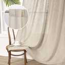 MYSKY HOME Ceiling Curtains for Living Room, Soft Cotton Curtain Polyester Blend Semi Sheers Light Filtering Window Treatments Decor Back Tab Top Panel, 50" x 95", Light Oatmeal, 2 PCs (Taupe)