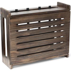Wooden WiFi Router Storage Box - Standard Wall Mountable Decorative Modem Shelf Hider Cover with Cable Management System - Home Organization Solution for Routers Up to 11" Tall - Espresso Brown