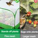 Pop Up Garden Netting for Square Raised Beds - 4'L x 4'W x 2'H Ultra Fine Mesh Net Plant Cover with 8 Stakes, Protection for Vegetables Fruit from Birds Pests