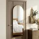 58"x20" Arched Full Length Door Mirror, Over-the-Door Hanging, Floor Standing, Wall Mounted or Leaning, Metal Frame Body Mirror for Bedroom, Living Room, Closet, Dorm, Gold