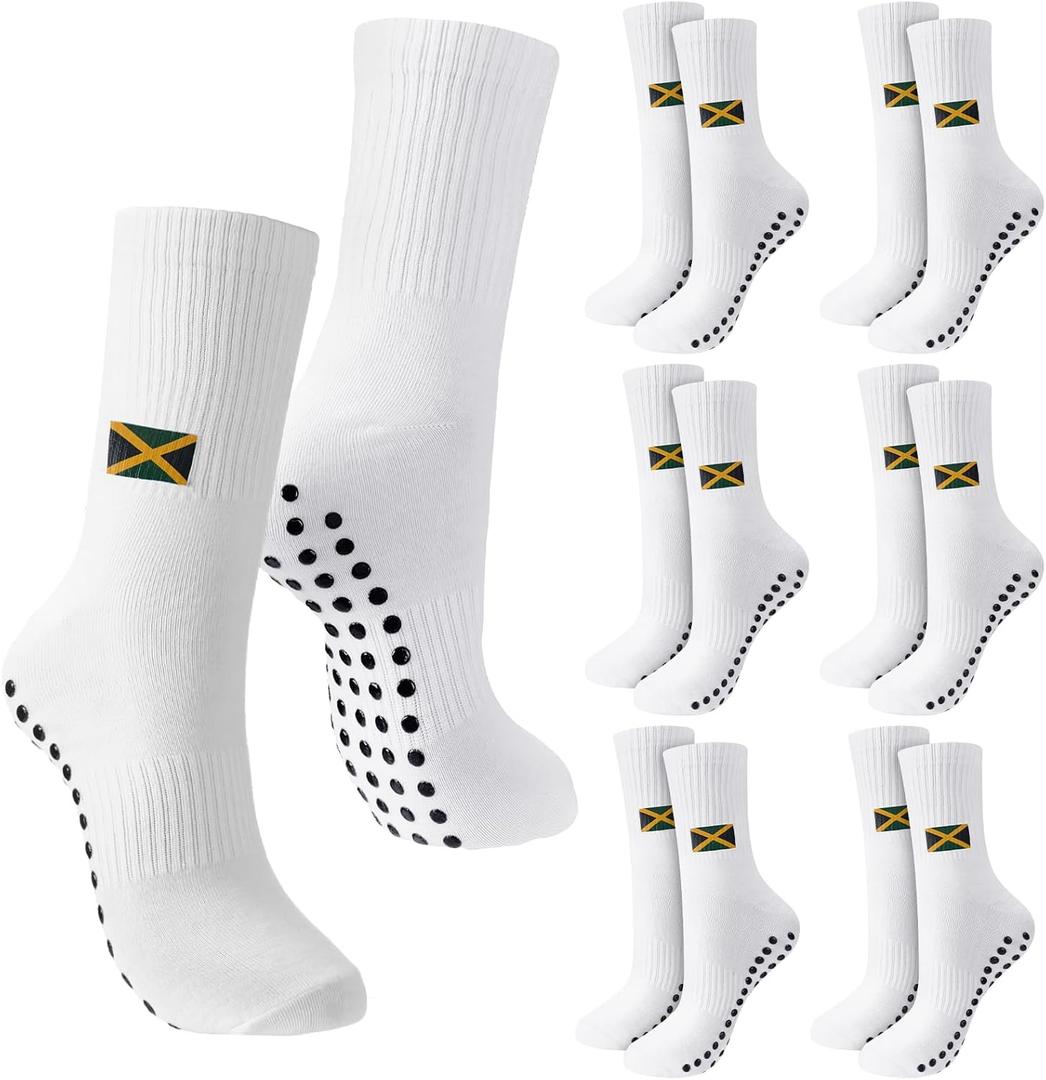 Cuffbow 6 Pairs Valentines Anti No Slip Soccer Socks Gifts Crew Pilates Athletic Souvenirs Socks for Sports Men Women