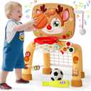 Toddler Basketball Hoop & Soccer Goal Baseball Play Activity Center,Toys for 1 2 3 Year Old Boys Girls,Montessori Sports Toys with Sound Music Christmas Birthday Gifts for Baby Kids 12 Months+