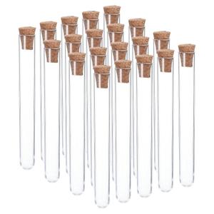 PATIKIL 7ml Plastic Test Tubes with Cork Stoppers, 20Pcs 100x12mm Tubes for Scientific Party Decoration Candy Bead Storage Bath Salt Lab Use, Clear
