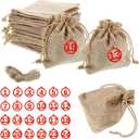 Reusable Countdown Gift Bags Set  24 Numbered Fabric Drawstring Bags for Event Countdown, Party Favors & Holiday Organization (Yellow)