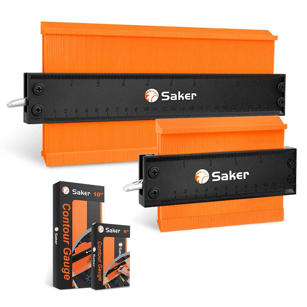 Saker Contour Gauge Duplication-Adjustable Lock-Precisely Copy Irregular Shape-Irregular Woodworking Tracing-Must Have Tool Christmas Gifts for DIY Handyman Men Husband Dad 10 Inch+5 Inch