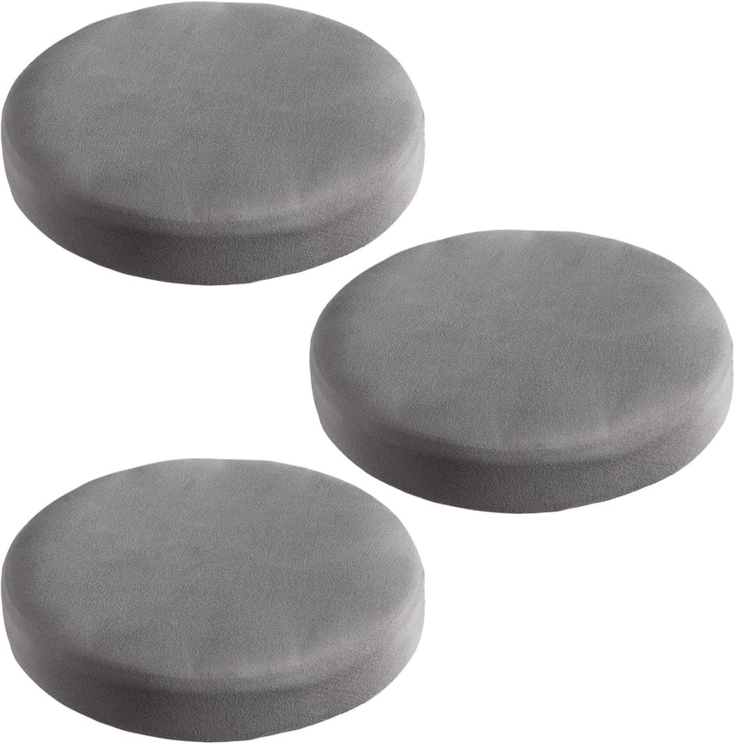 panthra 3 Pieces Stool Covers Round, Bar Stool Covers Round, Washable and Reusable, Non-Slip and Wear-Resistant, Flexible and Easy to Install, Widely Used in Homes and Restaurants (Gray)