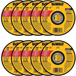 DeWalt DW8062 4-1/2"x.045"x7/8" Metal Angle Grinder Thin Cutoff Wheel, 10 Pack