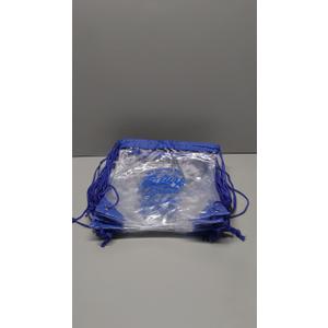 Small clear drawstring bag, blue logo, 10 pcs