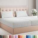 Split King Size 5 Piece Sheet Set - Comfy Breathable & Cooling Sheets - Hotel Luxury Bed Sheets for Women & Men - Deep Pockets, Easy-Fit, Soft & Wrinkle Free Sheets - Grey Stripes Oeko-Tex Bed Sheets