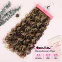 REECHO Curly Clip in Hair Extensions, 4PCS 24 inch Long Hair Extensions Clip ins Lace Weft Natural Hairpieces for Women Daily, Dark Brown with Highlights
