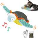 Cat Toys, Flapping Fins Cute Turtle, No Flying, Chirping Bird Interactive Catnip Toy for Kitten or Small Dogs, Touch Activated, Rechargeable