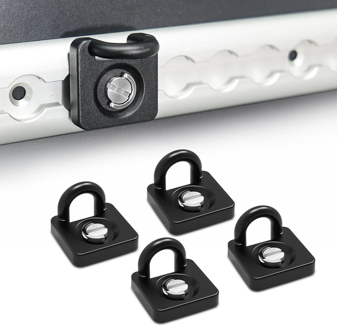 L Track Hooks 4pcs All-Metal Heavy Duty Tool-Free Tighten Easy Use Compatible with Tesla Cybertruck Accessories Anti-Rust Protection Durable L Track Tie Down L-Track Accessories for Truck Bed