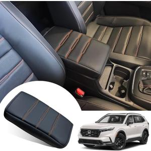 ANMOSVO for Honda CRV 2026 2025 2024 2023 Center Console Cover - Soft Armrest Pad Middle Console Cover for Honda CRV LX EX Sport Hybrid EX-L Sport Touring Hybrid Accessories(Orange Stitches)