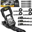 Onesnt 4Pcs Ratchet Strap Tie Down Kit | 1.6x 10FT Heavy Duty Ratchet Straps with Padded Handles+Coated S Hooks+Soft Loop Tie-Downs -6000 Pound Break Strength