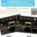 First and Last Day of School Board Double Sided 11.8 x 8.6 Inch Chalkboard Sign with 6 Liquid Chalk Markers Reusable Photo Booth Prop for Pre-K Kindergarten Primary Student Boys Girls (Wide Style)