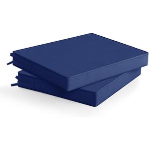 Outdoor Chair Cushions Set of 2: Waterproof & Fade Resistant Seat Cushion for Patio Furniture - 18.5 x 16 x 2 Inch Chair Pads with Ties and Hidden Zipper - Patio Chair Cushion Replacement, Navy, 18.5x16x2 Inch | 2 Pack